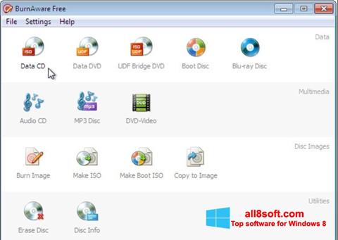 Captura de pantalla BurnAware Free para Windows 8