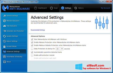 Captura de pantalla Malwarebytes Anti-Malware para Windows 8
