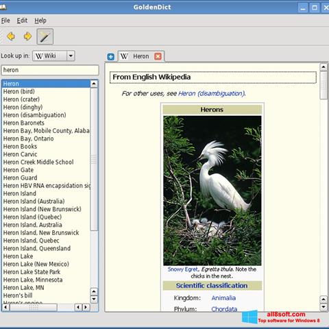 Captura de pantalla GoldenDict para Windows 8