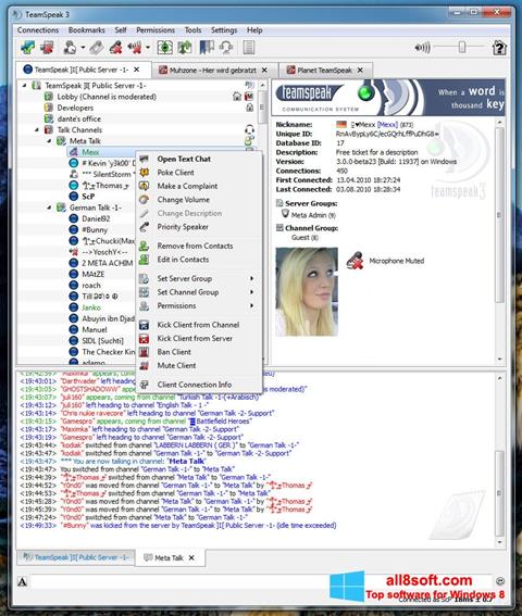 Captura de pantalla TeamSpeak para Windows 8