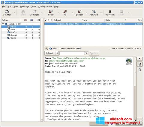 Captura de pantalla Claws Mail para Windows 8