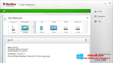 Captura de pantalla McAfee Total Protection para Windows 8