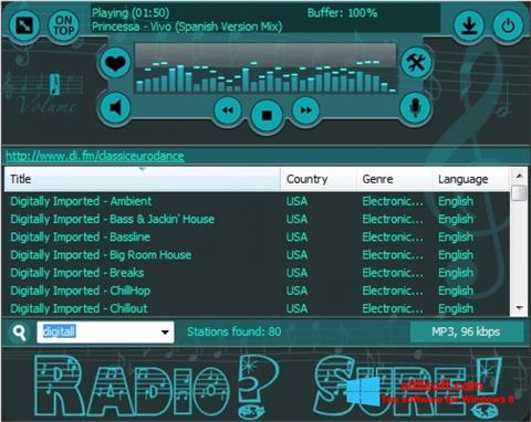 Captura de pantalla RadioSure para Windows 8