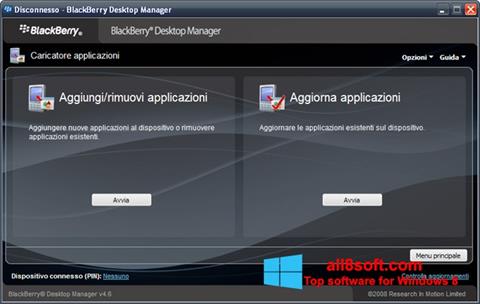 Captura de pantalla BlackBerry Desktop Manager para Windows 8