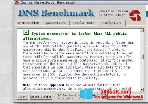 Captura de pantalla DNS Benchmark para Windows 8