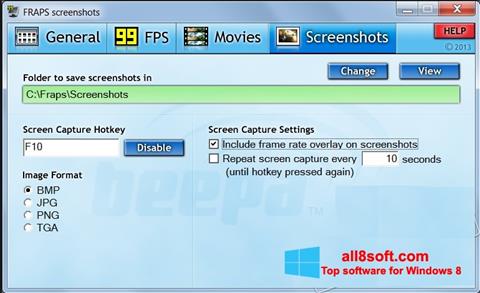 Captura de pantalla Fraps para Windows 8