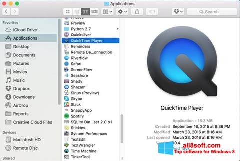 Captura de pantalla QuickTime Pro para Windows 8