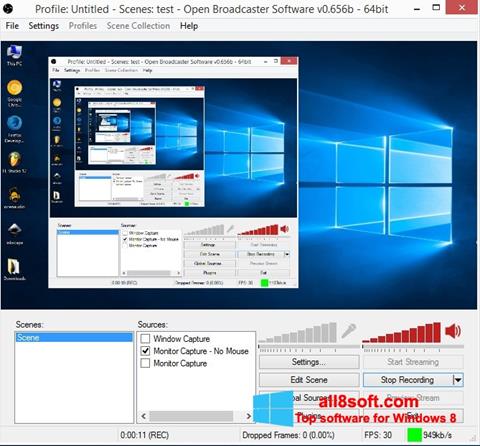 Captura de pantalla Open Broadcaster Software para Windows 8