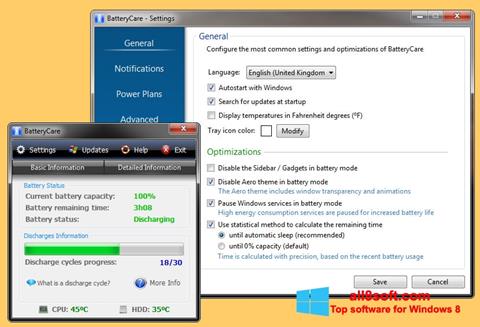 Captura de pantalla BatteryCare para Windows 8
