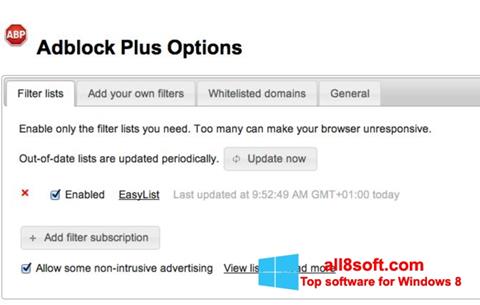 Captura de pantalla Adblock Plus para Windows 8