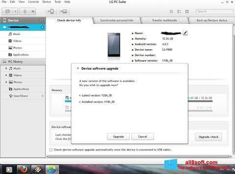 Captura de pantalla LG PC Suite para Windows 8