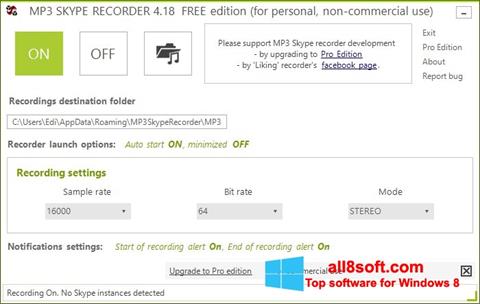 Captura de pantalla MP3 Skype Recorder para Windows 8