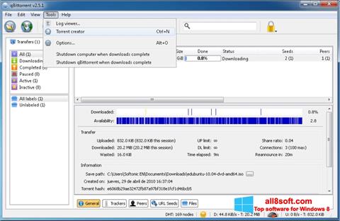 Captura de pantalla qBittorrent para Windows 8