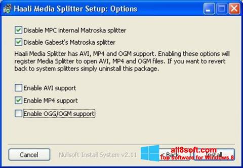 Captura de pantalla Haali Media Splitter para Windows 8