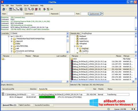 Captura de pantalla FileZilla para Windows 8