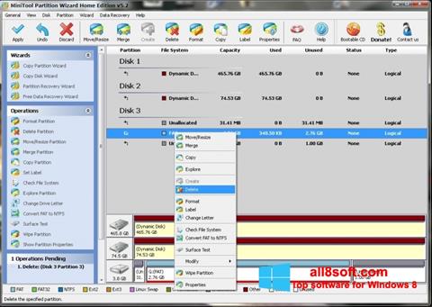 Captura de pantalla MiniTool Partition Wizard para Windows 8