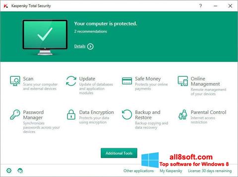 Captura de pantalla Kaspersky Total Security para Windows 8
