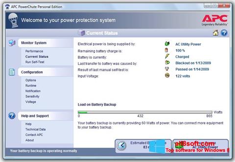 Captura de pantalla PowerChute Personal Edition para Windows 8