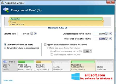 Captura de pantalla Acronis Disk Director Suite para Windows 8