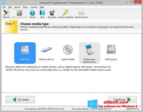 Captura de pantalla EasyRecovery Professional para Windows 8
