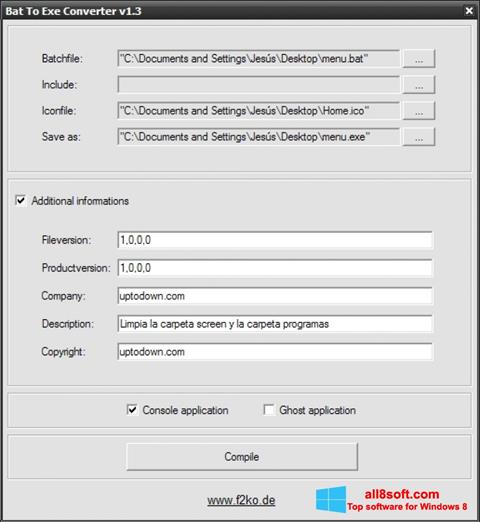 Captura de pantalla Bat To Exe Converter para Windows 8