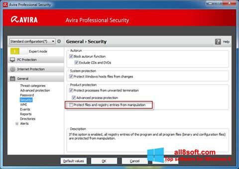 Captura de pantalla Avira Professional Security para Windows 8