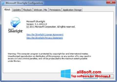 Captura de pantalla Microsoft Silverlight para Windows 8