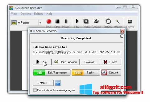 Captura de pantalla BSR Screen Recorder para Windows 8