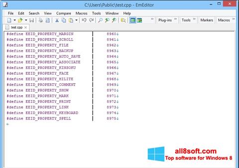 Captura de pantalla EmEditor para Windows 8