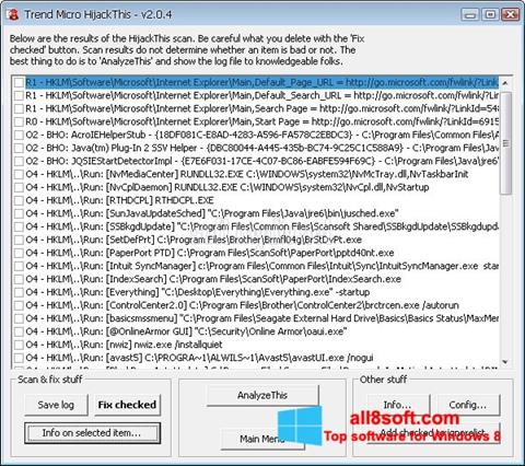 Captura de pantalla HijackThis para Windows 8