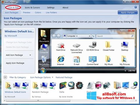 Captura de pantalla IconPackager para Windows 8