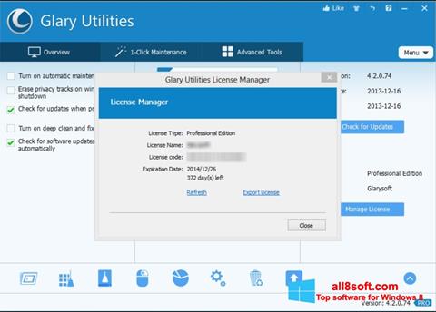 Captura de pantalla Glary Utilities para Windows 8