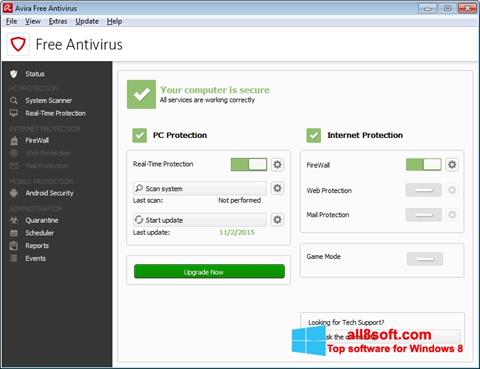 Captura de pantalla Avira Free Antivirus para Windows 8
