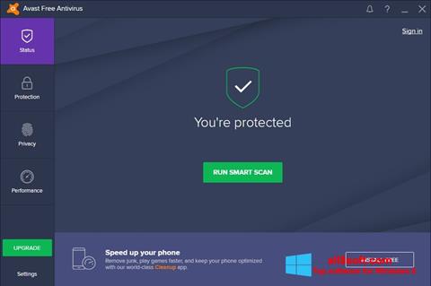 Captura de pantalla Avast Free Antivirus para Windows 8