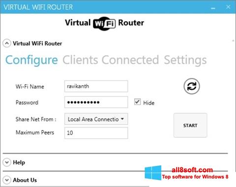 Captura de pantalla Virtual WiFi Router para Windows 8