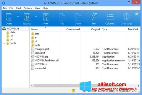 Captura de pantalla Bandizip para Windows 8