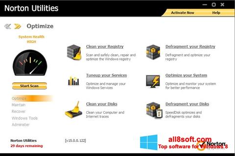 Captura de pantalla Norton Utilities para Windows 8