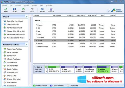 Captura de pantalla AOMEI Partition Assistant para Windows 8