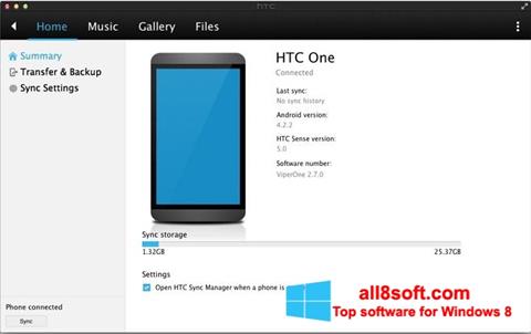 Captura de pantalla HTC Sync para Windows 8