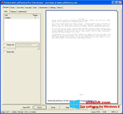Captura de pantalla pdfFactory Pro para Windows 8