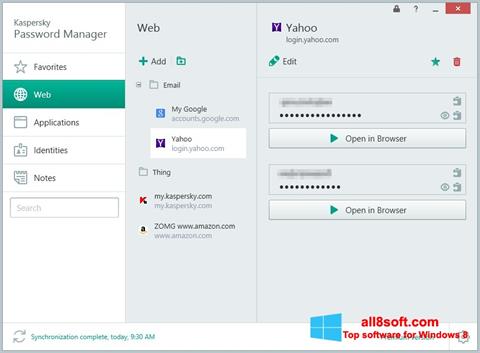 Captura de pantalla Kaspersky Password Manager para Windows 8