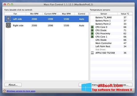 Captura de pantalla Macs Fan Control para Windows 8