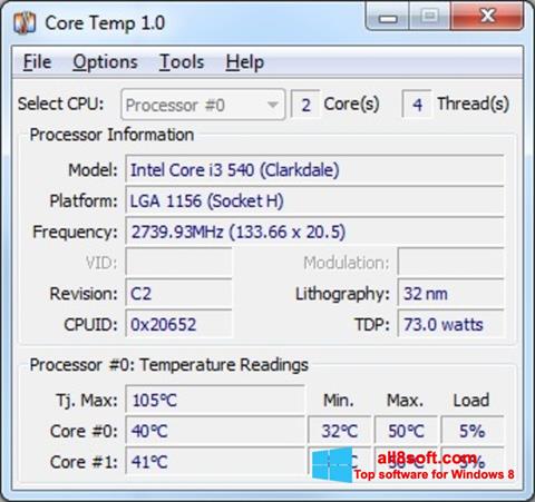 Captura de pantalla Core Temp para Windows 8