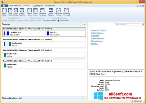 Captura de pantalla Paragon Partition Manager para Windows 8