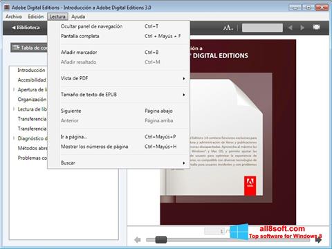 Captura de pantalla Adobe Digital Editions para Windows 8