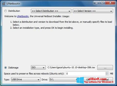 Captura de pantalla UNetbootin para Windows 8