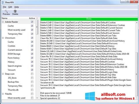 Captura de pantalla BleachBit para Windows 8