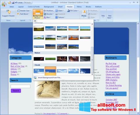 Captura de pantalla Artisteer para Windows 8