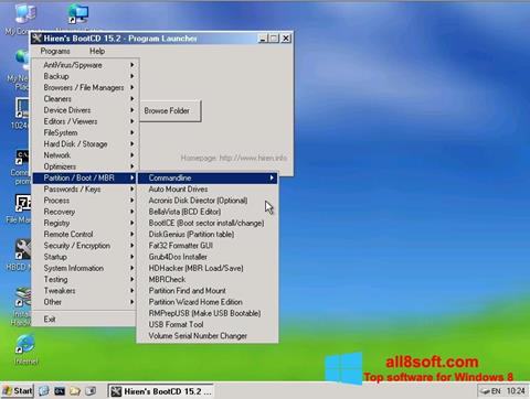 Captura de pantalla Hirens Boot CD para Windows 8
