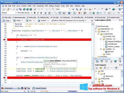 Captura de pantalla phpDesigner para Windows 8